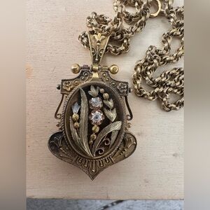 Antique Victorian Gold Filled Diamond Locket With Mens Picture